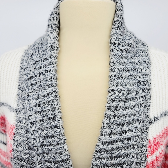 Sears Vintage Chunky Knit Striped Ribbed Cardigan Size Small - Picture 2 of 8